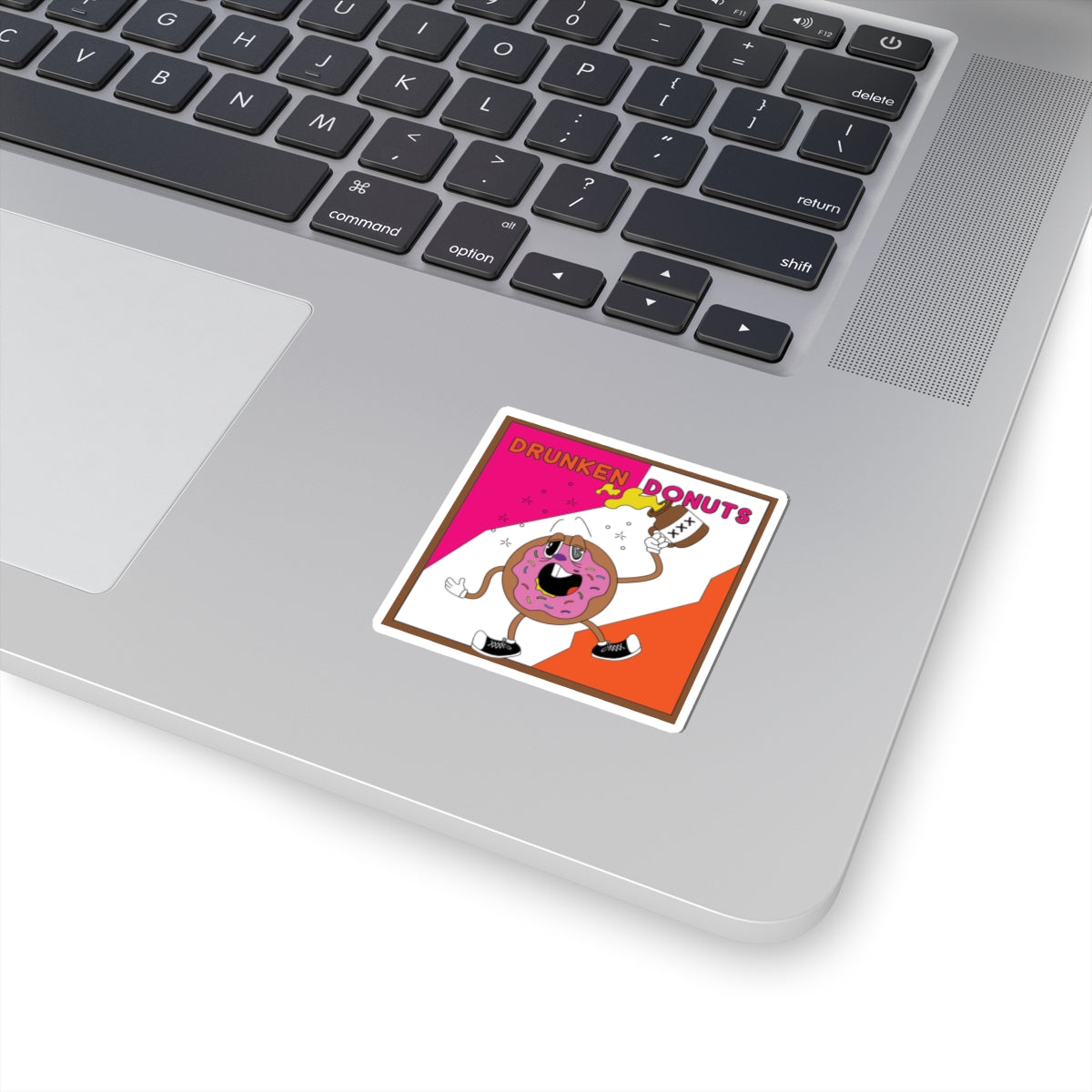 Drunken Donuts Sticker — Funny Drunk Donut Character Kiss-Cut Sticker