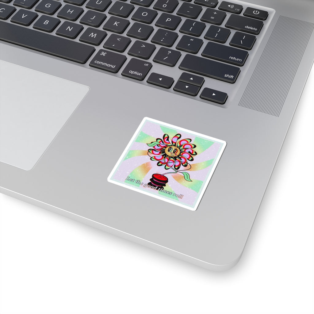 "Let the good times roll" Psychedelic Flower Sticker