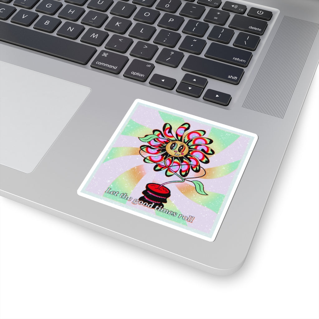 "Let the good times roll" Psychedelic Flower Sticker