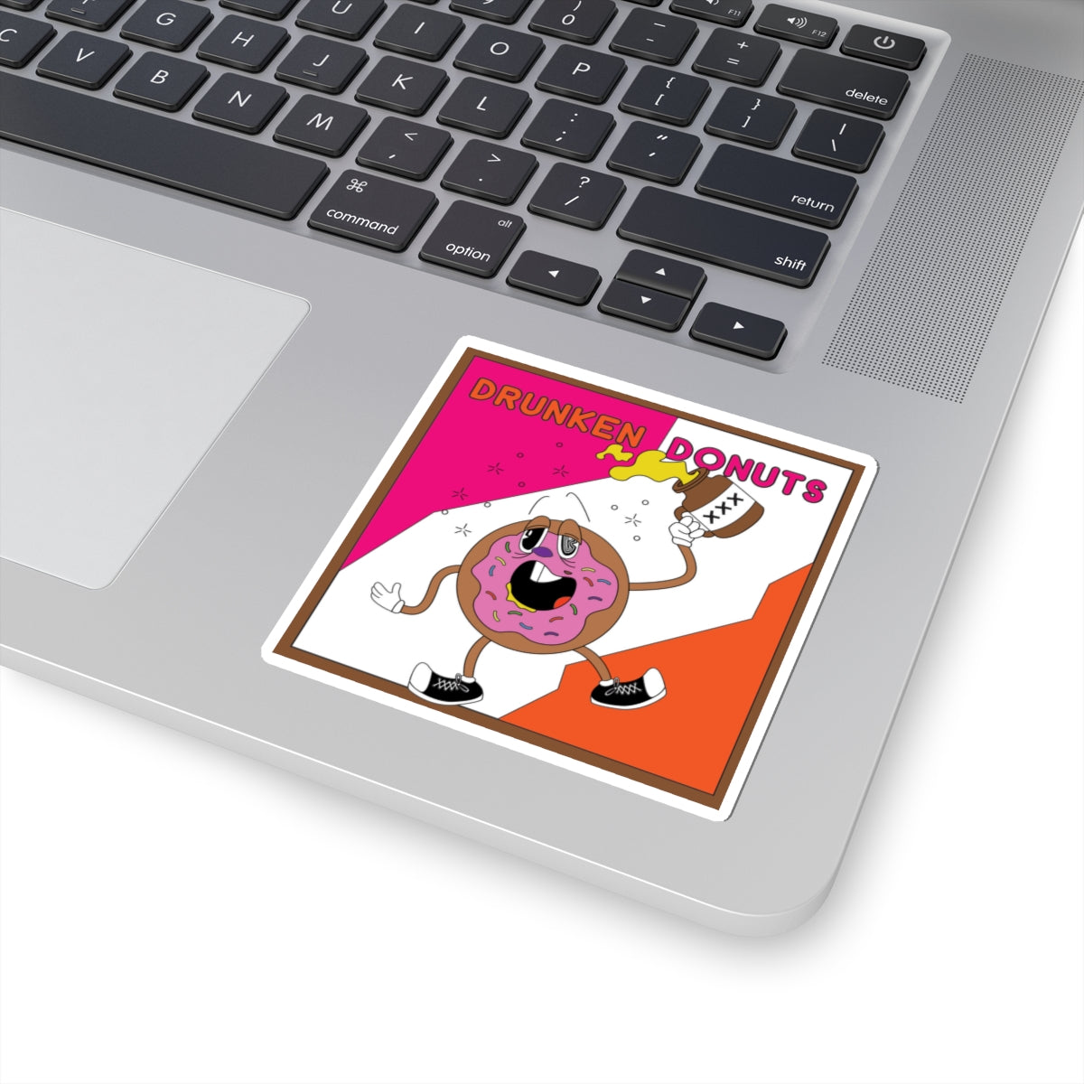 Drunken Donuts Sticker — Funny Drunk Donut Character Kiss-Cut Sticker